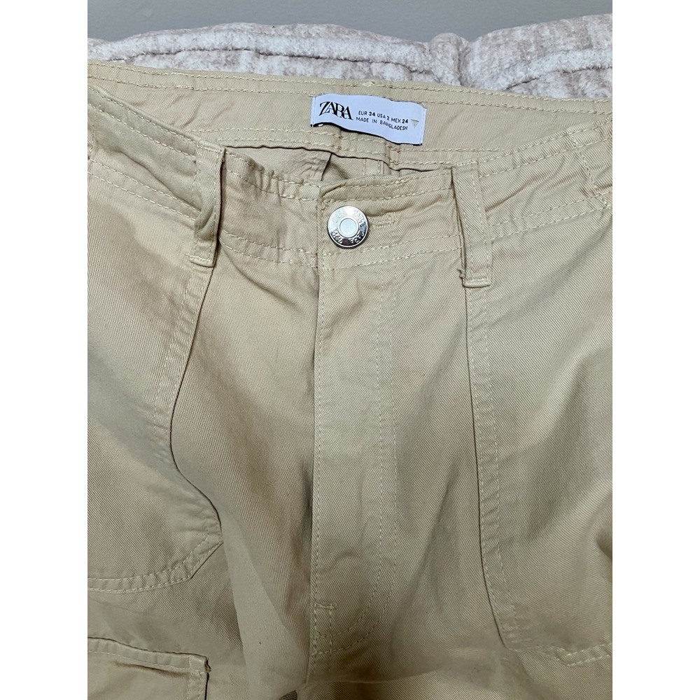 Zara Women's Khaki Beige Cargo Pants Size 2‎ - Picture 4 of 5